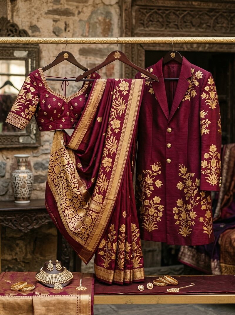 Hand-painted bridal ensemble
